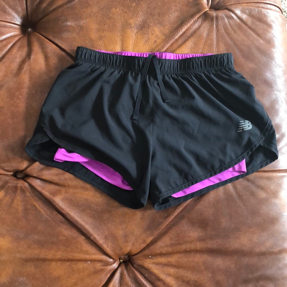 New Balance track shorts with a pop of color 💜